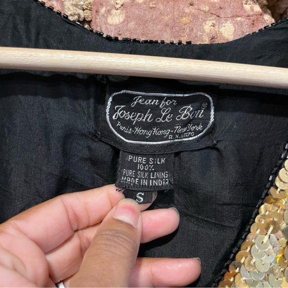 Jean for Joseph Le Bon Vintage 100% Silk Sequin Jacket Size Small - Picture 2 of 6
